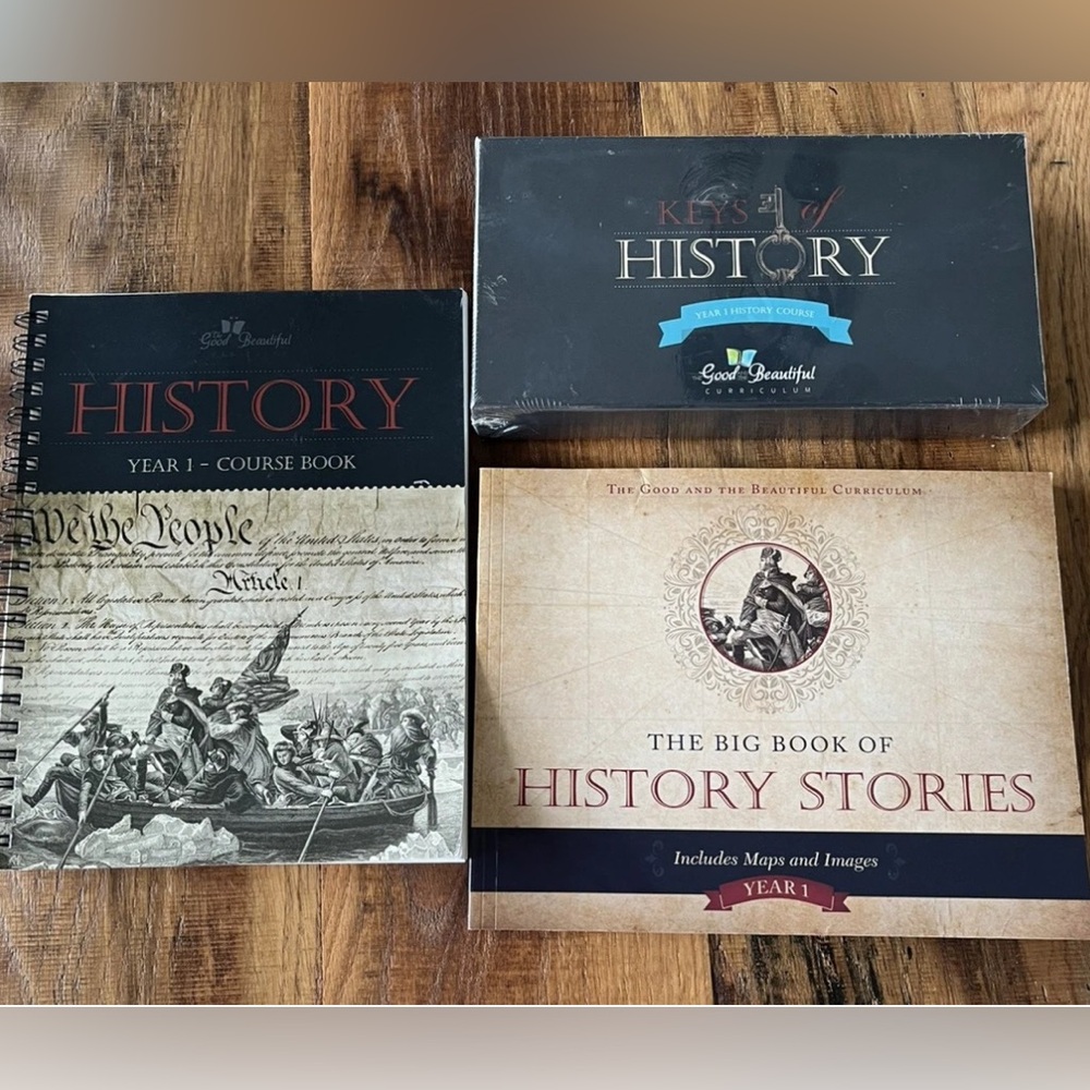 The Good & The Beautiful History Year 1 course book, stories, Keys Game maps